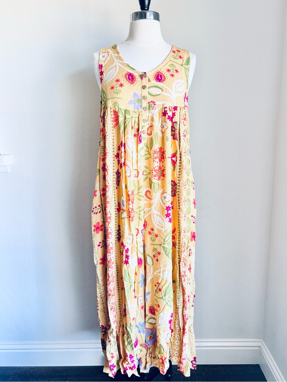 Sleeveless Yellow Floral Relaxed Fit Jumpsuit
